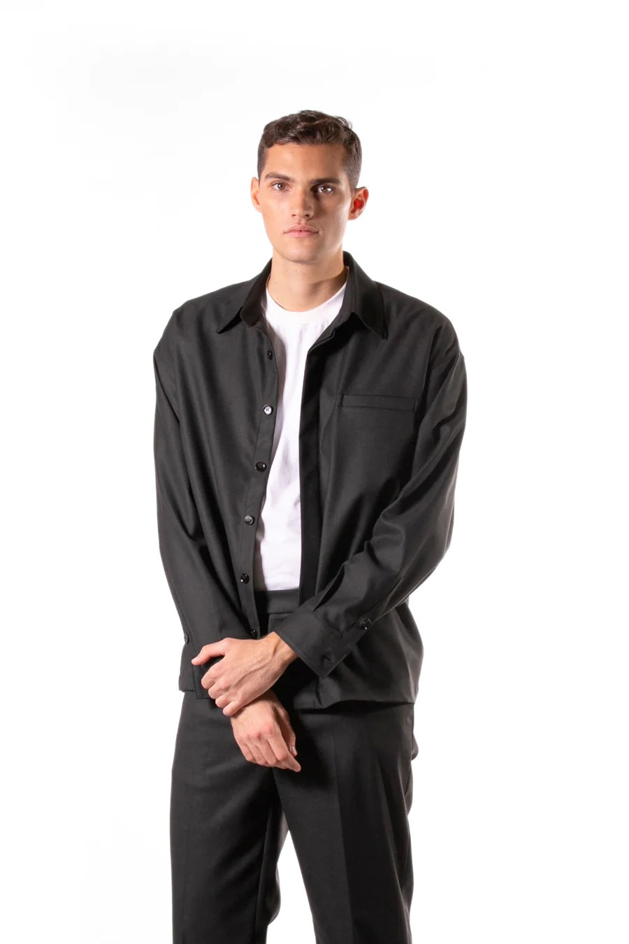 GIACCA CAMICIA IN TWILL DI VISCOSA CON TASCHINO - OVERSIZE FIT