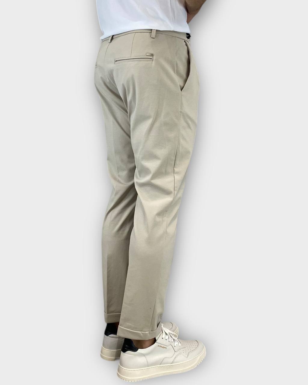 PANTALONE DA ABITO IN TESSUTO PUNTO MILANO ELASTICIZZATO, TASCA AMERICA - SLIM FIT