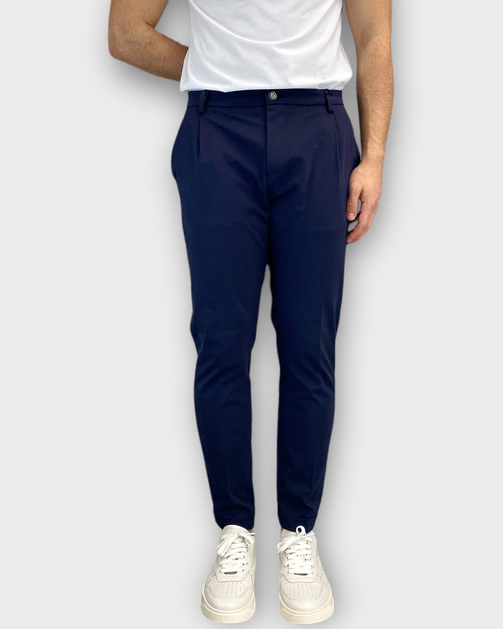 PANTALONE DA ABITO IN TESSUTO PUNTO MILANO ELASTICIZZATO, TASCA AMERICA - SLIM FIT
