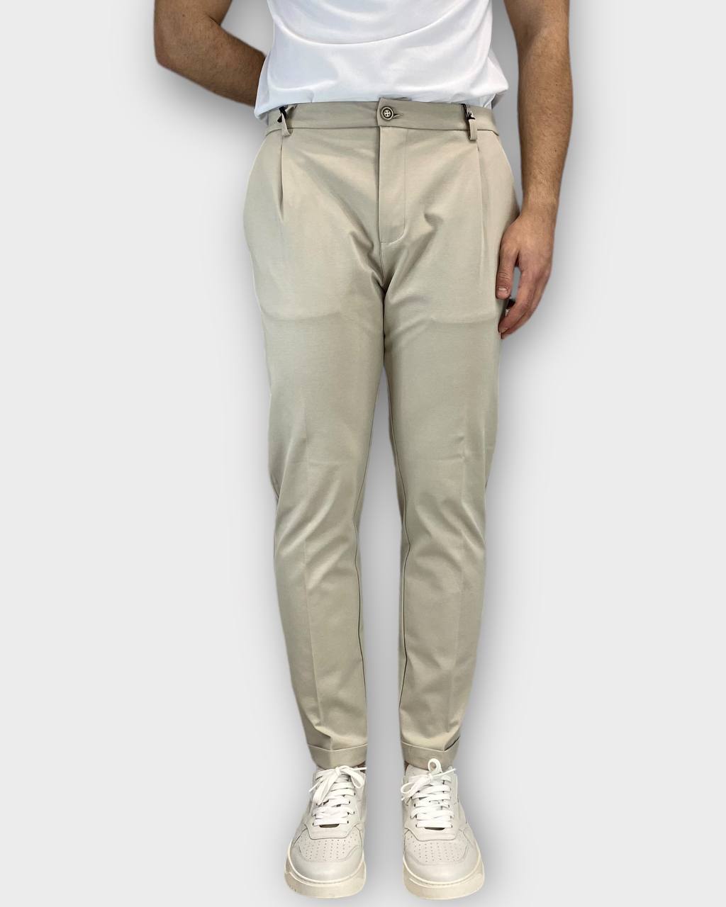 PANTALONE DA ABITO IN TESSUTO PUNTO MILANO ELASTICIZZATO, TASCA AMERICA - SLIM FIT