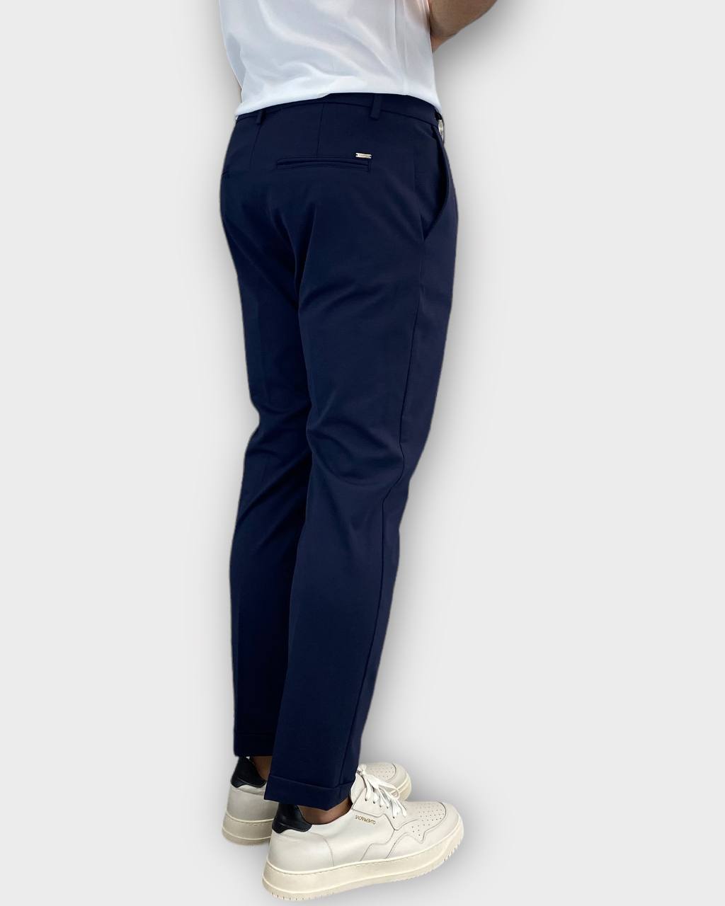 PANTALONE DA ABITO IN TESSUTO PUNTO MILANO ELASTICIZZATO, TASCA AMERICA - SLIM FIT