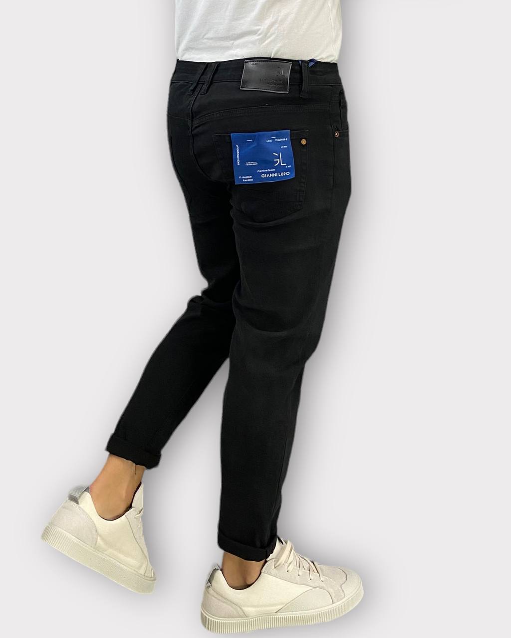 PANTALONE 5 TASCHE IN COTONE ELASTICIZZATO IN TELA DENIM - CARROT FIT