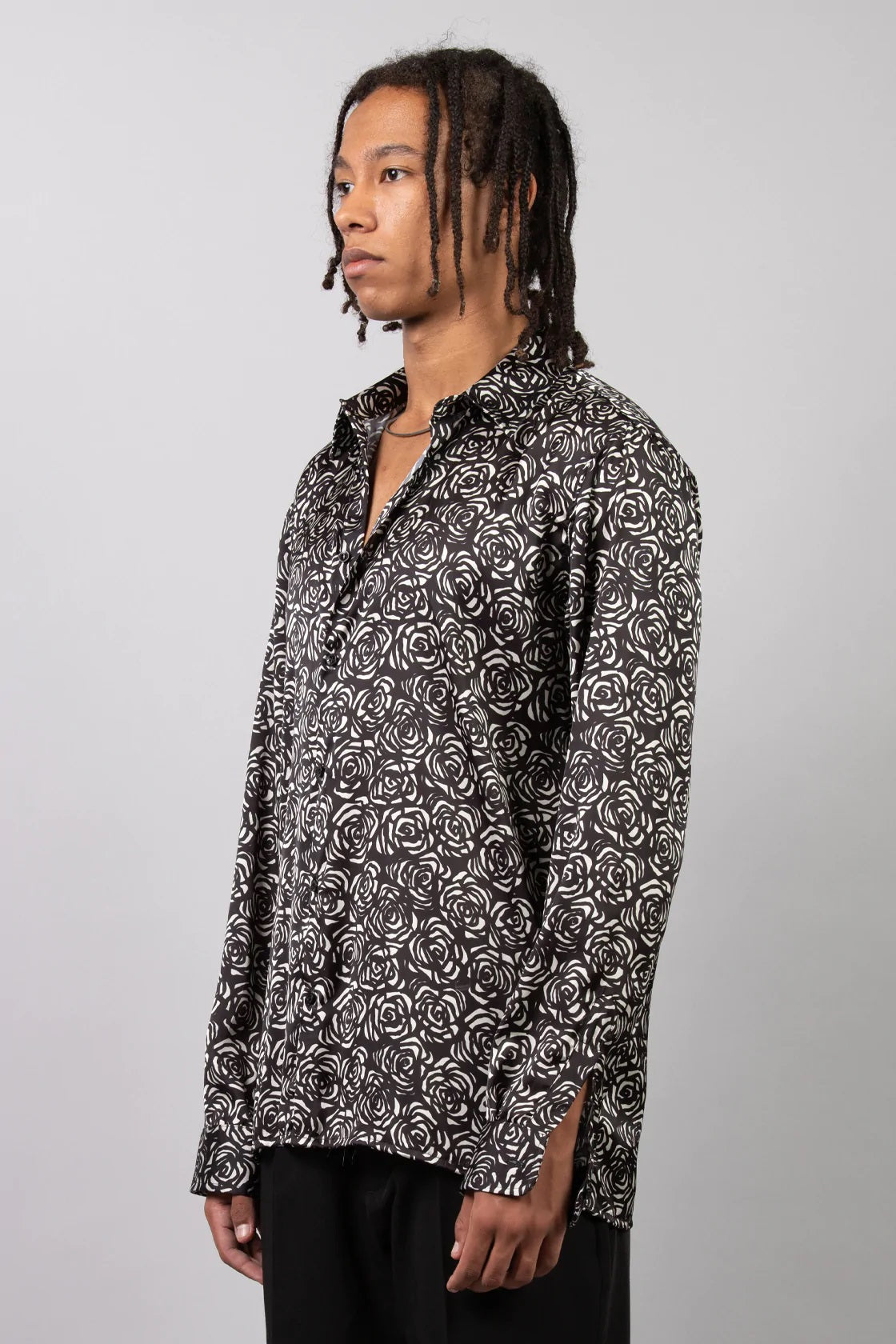 CAMICIA IN RASO LUCIDO FANTASIA ROSE