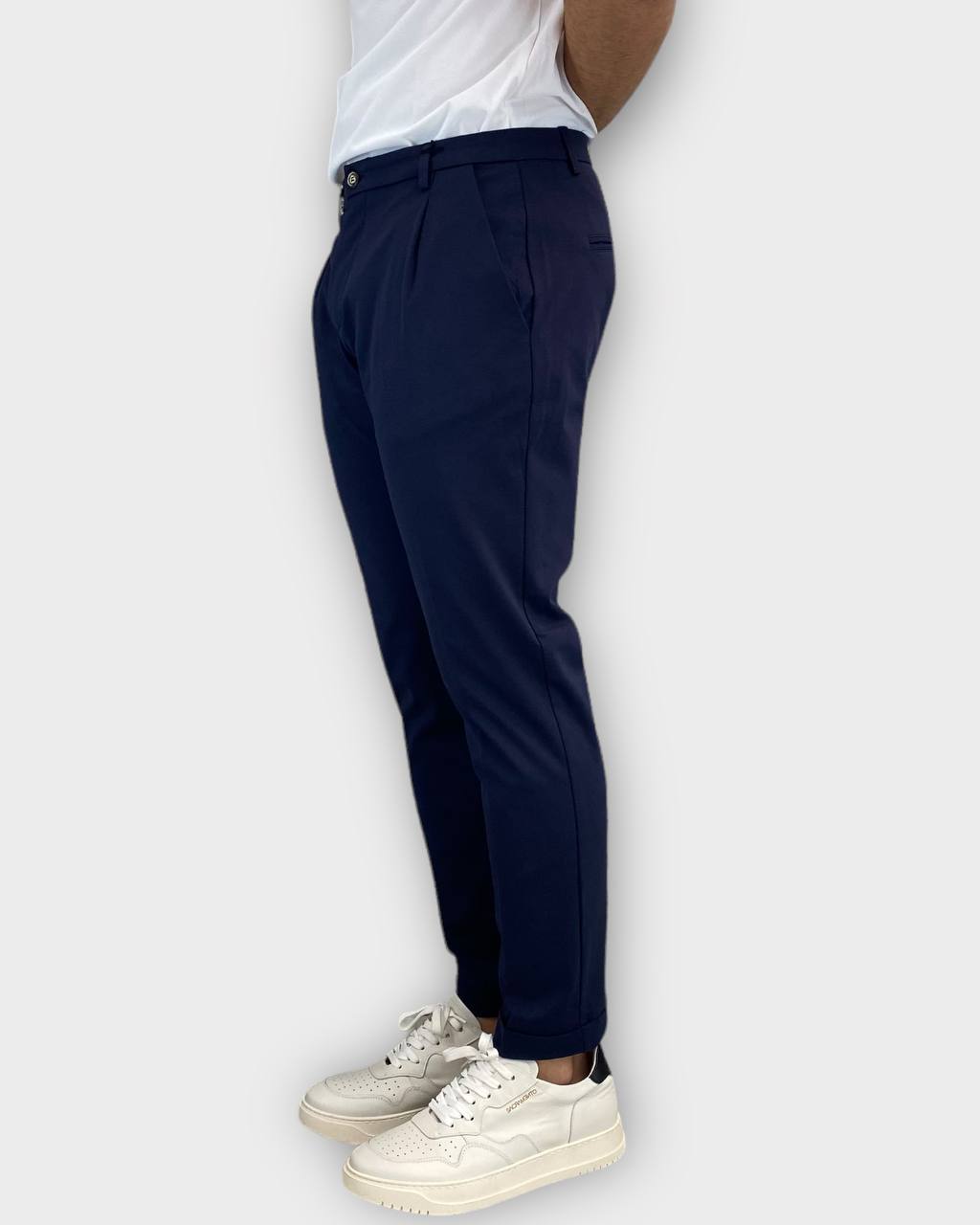 PANTALONE DA ABITO IN TESSUTO PUNTO MILANO ELASTICIZZATO, TASCA AMERICA - SLIM FIT