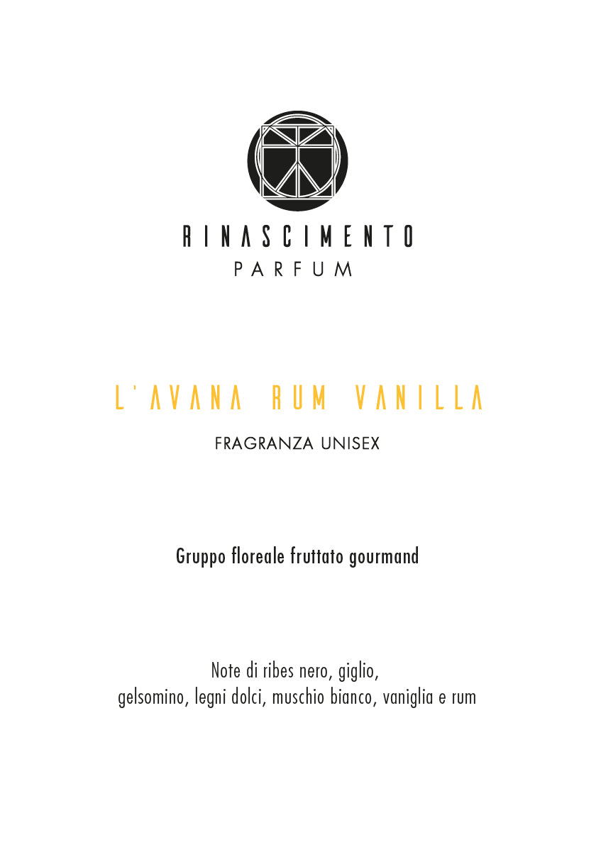 L'AVANA RUM VANILLA EAU DE PARFUM NO GENDER - GRUPPO FLOREALE FRUTTATO - MODERATO/FORTE