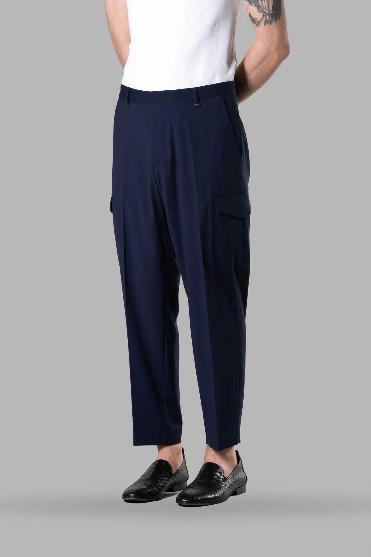 PANTALONE TASCA AMERICA CON TASCONI A PATTINA IN MISTO VISCOSA - REGULAR FIT