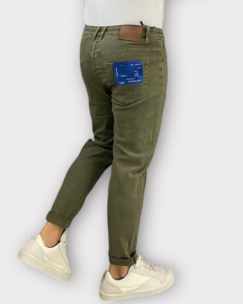 PANTALONE 5 TASCHE IN COTONE ELASTICIZZATO IN TELA DENIM - CARROT FIT