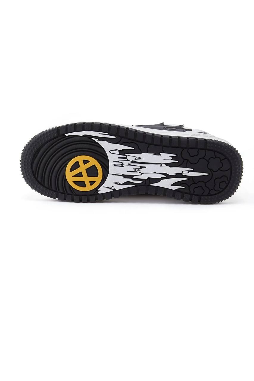 SNEAKERS BASSE IN PELLE CON EFFETTO FIAMME SUI LATI E PASSALACCIO GIALLO IN GOMMA - ACU FORCE