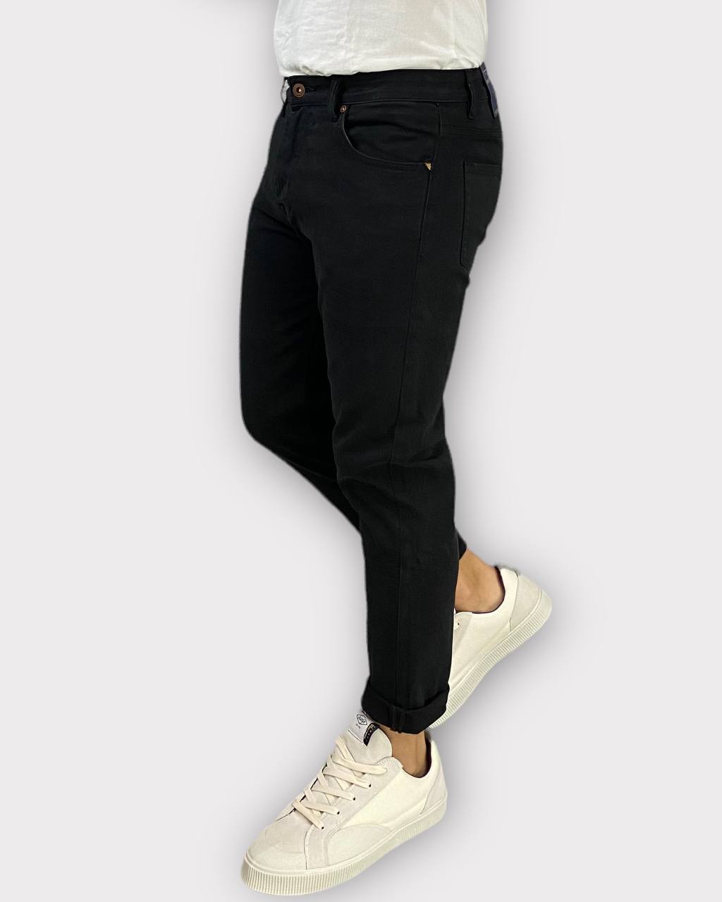 PANTALONE 5 TASCHE IN COTONE ELASTICIZZATO IN TELA DENIM - CARROT FIT