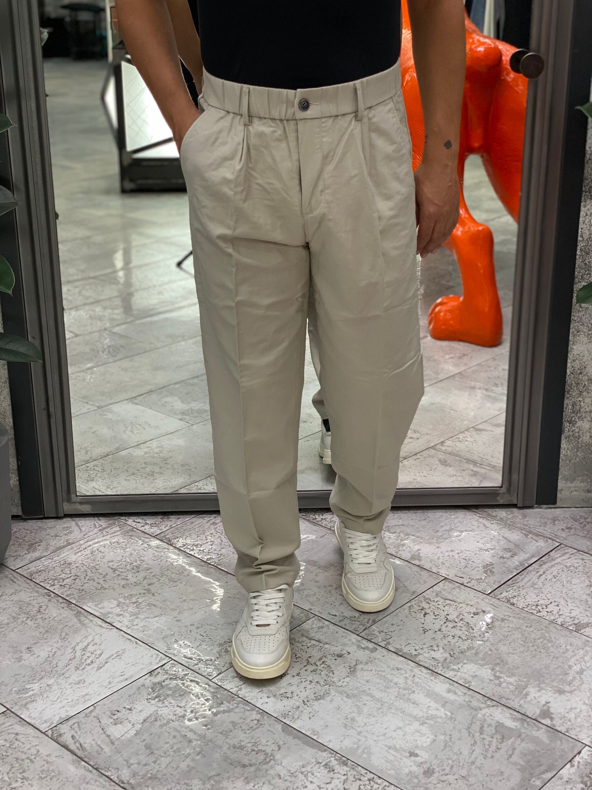 PANTALACCIO CON CHIUSURA BOTTONE E TASCA AMERICA - RELAXED FIT GL5203BD.ICE