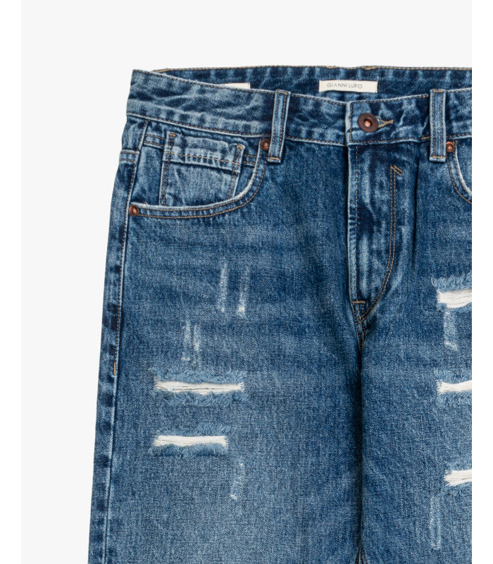 JEANS MIKE 5 TASCHE CON STRAPPI EVIDENTI - CARROT CROPPED FIT GL622Y-F25