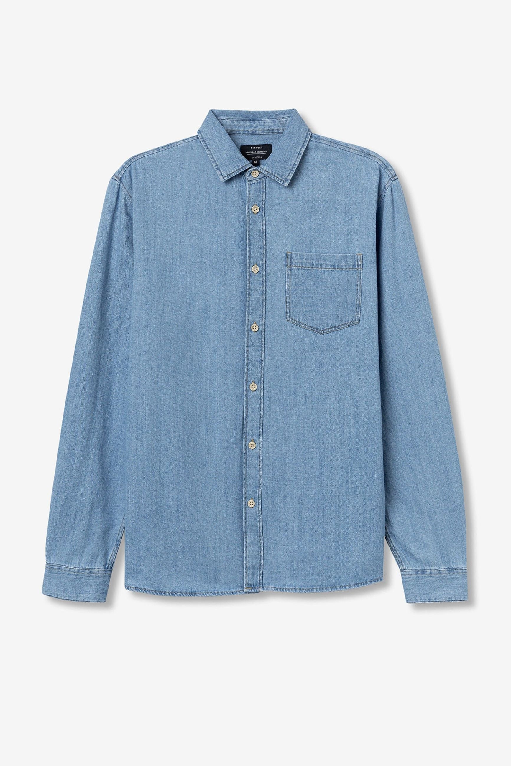 CAMICIA PAIGE IN DENIM LEGGERO CON TASCA LATO CUORE - REGULAR FIT 10062464.DENC