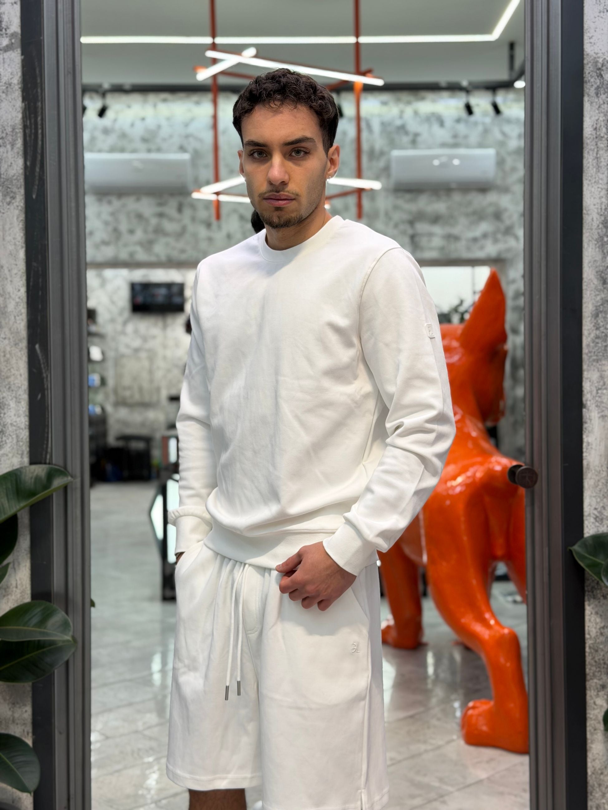FELPA GIROCOLLO BASIC IN COTONE GARZATO - REGULAR FIT GL3001X-S26.BIA