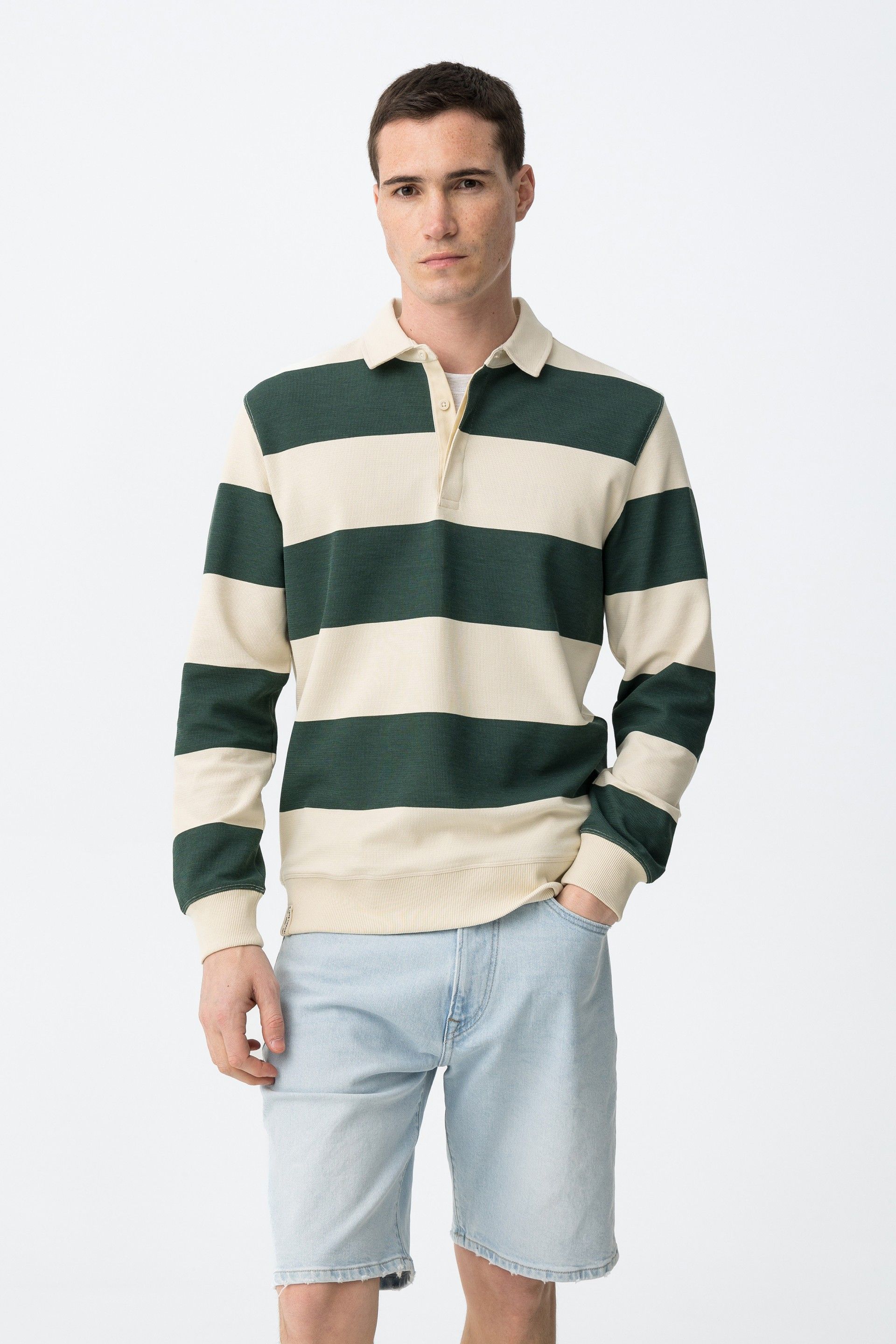 POLO GRAYSEN MANICA LUNGA A RIGHE LARGHE ORIZZONTALI - RELAXED FIT 10064344