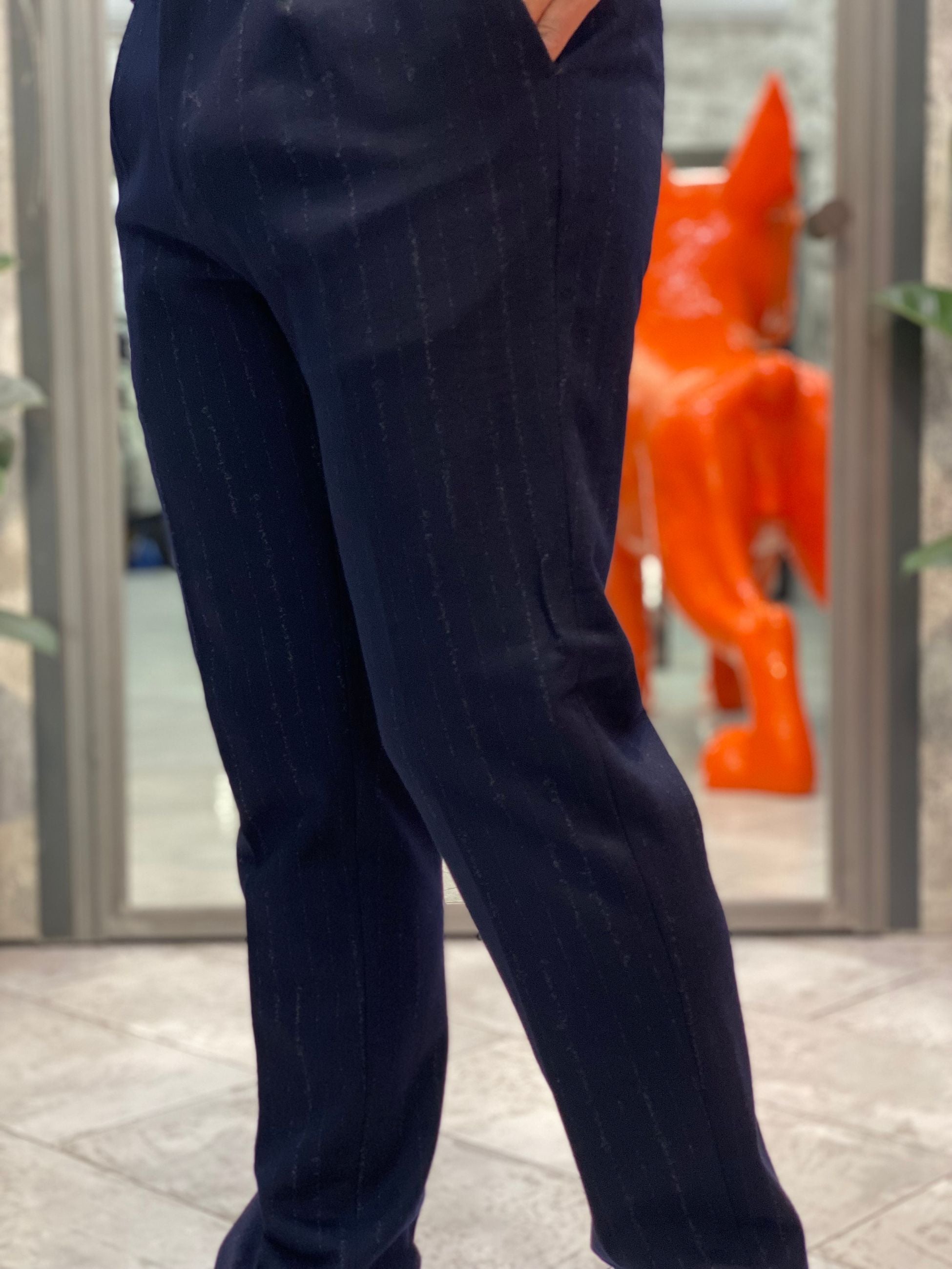 PANTALONE SARTORIALE DA COMPLETO IN FANTASIA GESSATO DEGRADE' - REGULAR FIT PSI1466SS.BLU