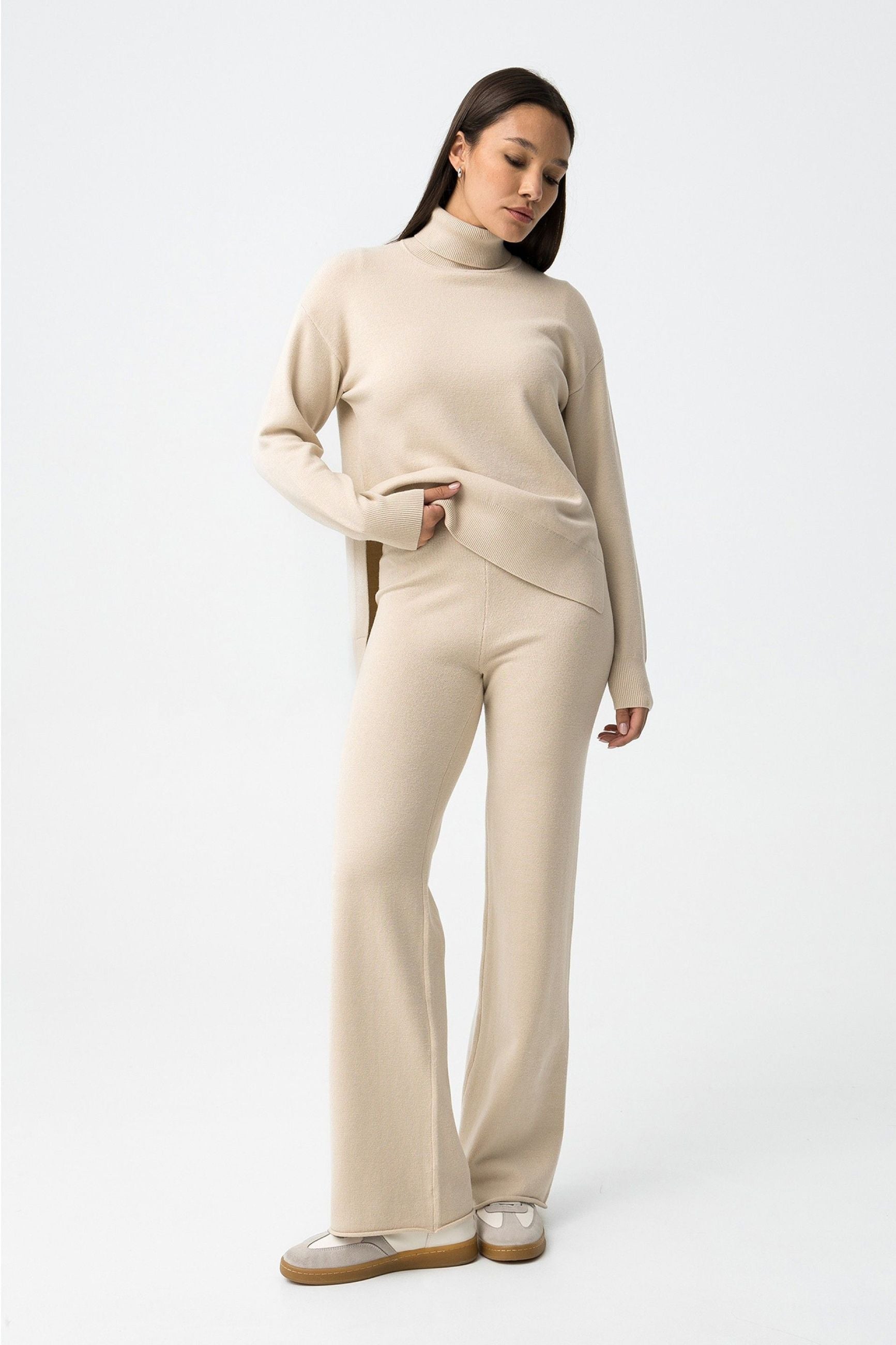 PANTALONE DA COMPLETO MAB_1B IN MAGLIA AMPIO CON ELASTICO IN VITA - COMFORT FIT 10061608.BEI