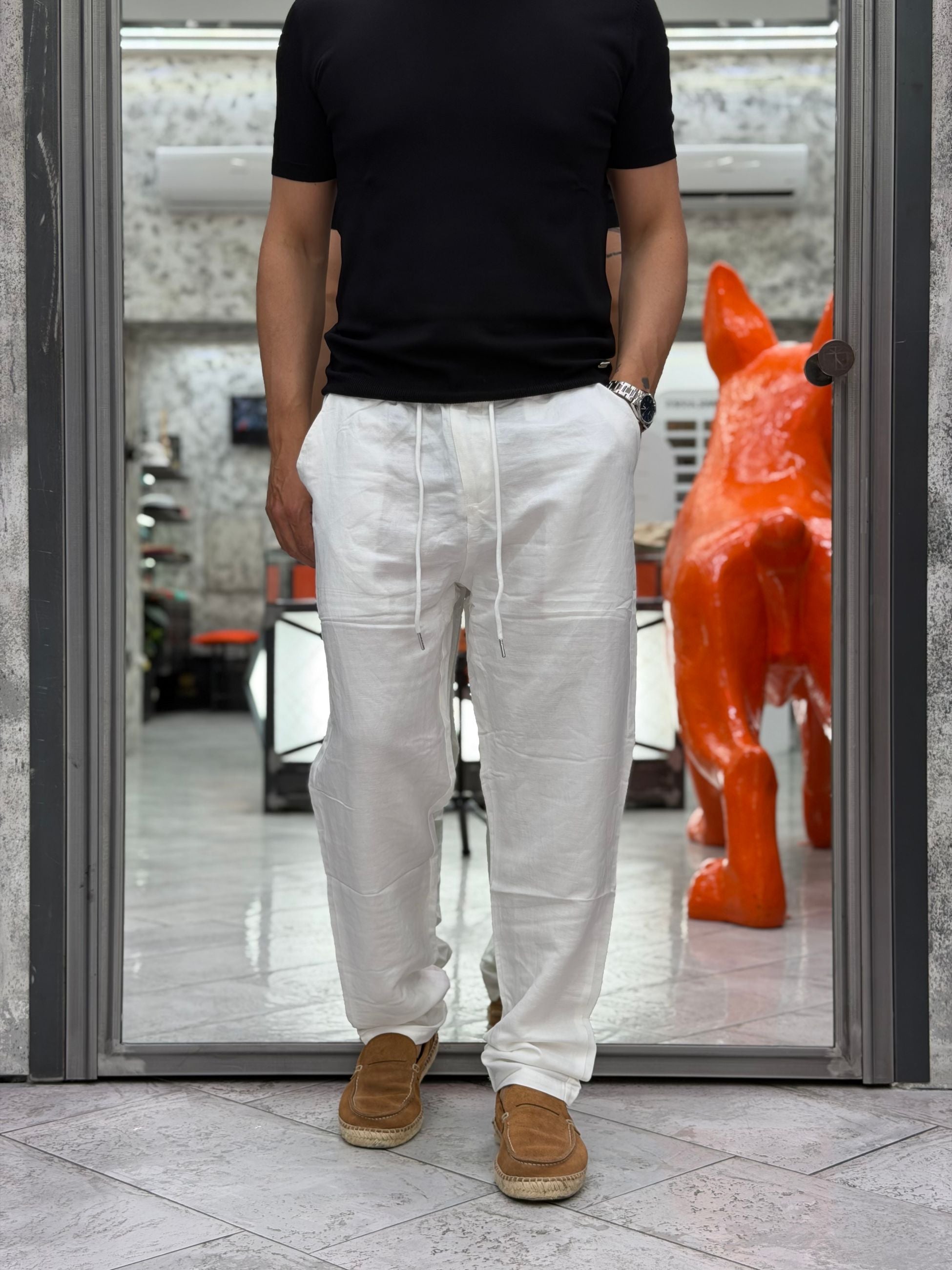 PANTALACCIO IN MISTO LINO COMFORT FIT J5522.BIA