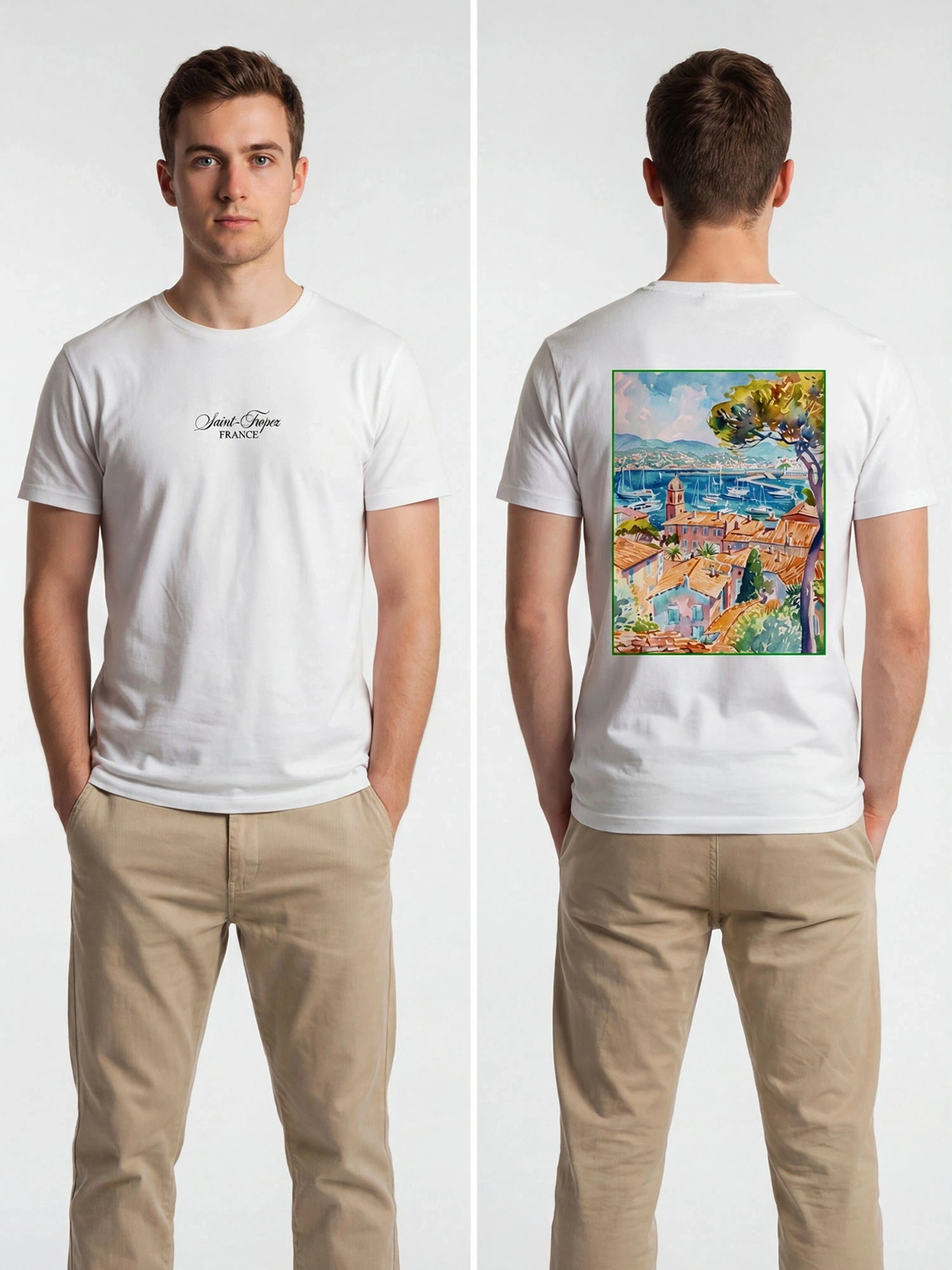T-SHIRT IN PURO COTONE CON RICAMO E MAXI STAMPA SAINT TROPEZ - REGULAR FIT M-261155