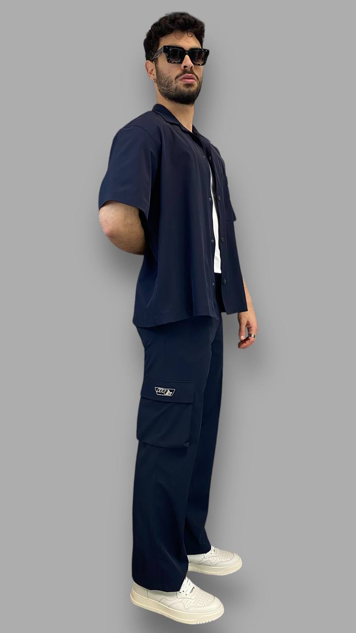 PANTALONE IN NYLON FONDO AMPIO MODELLO CARGO - RELAXED FIT