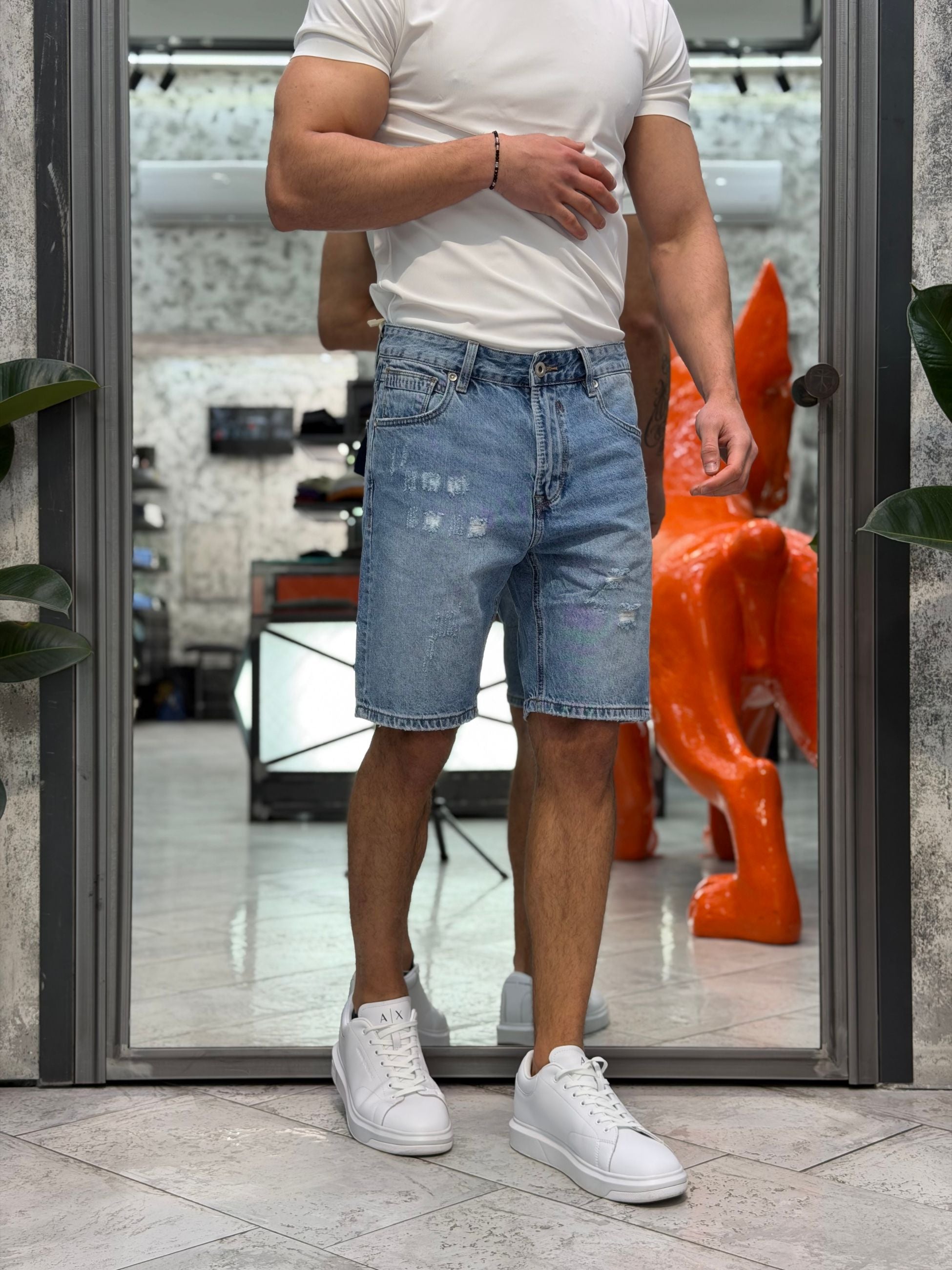 BERMUDA JACK IN JEANS MEDIUM WASH CON MICRO ABRASIONI - REGULAR FIT GL6334Q-S26