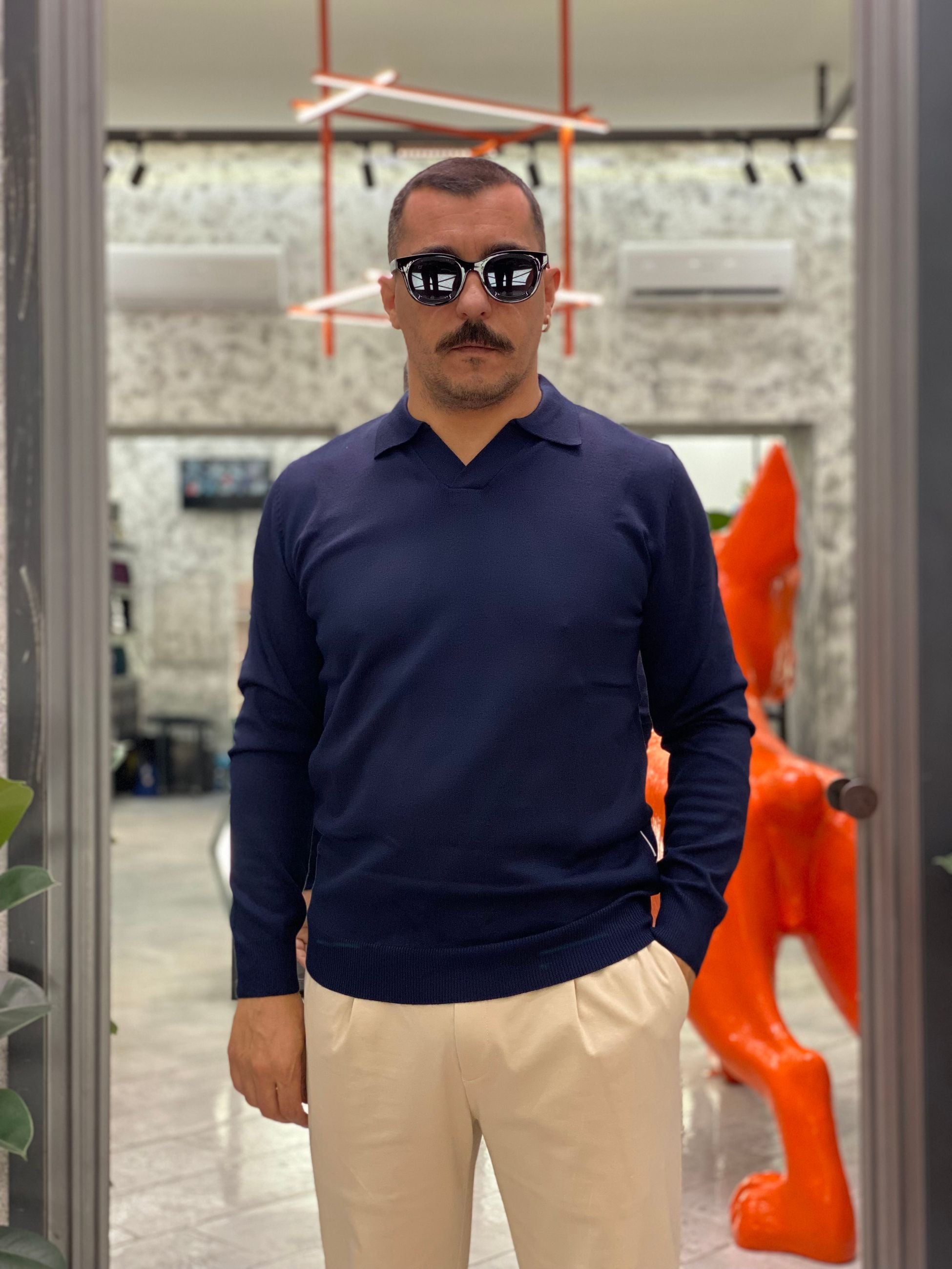POLO DERBY MANICA LUNGA IN MORBIDA VISCOSA - REGULAR FIT MI3143SS.BLU