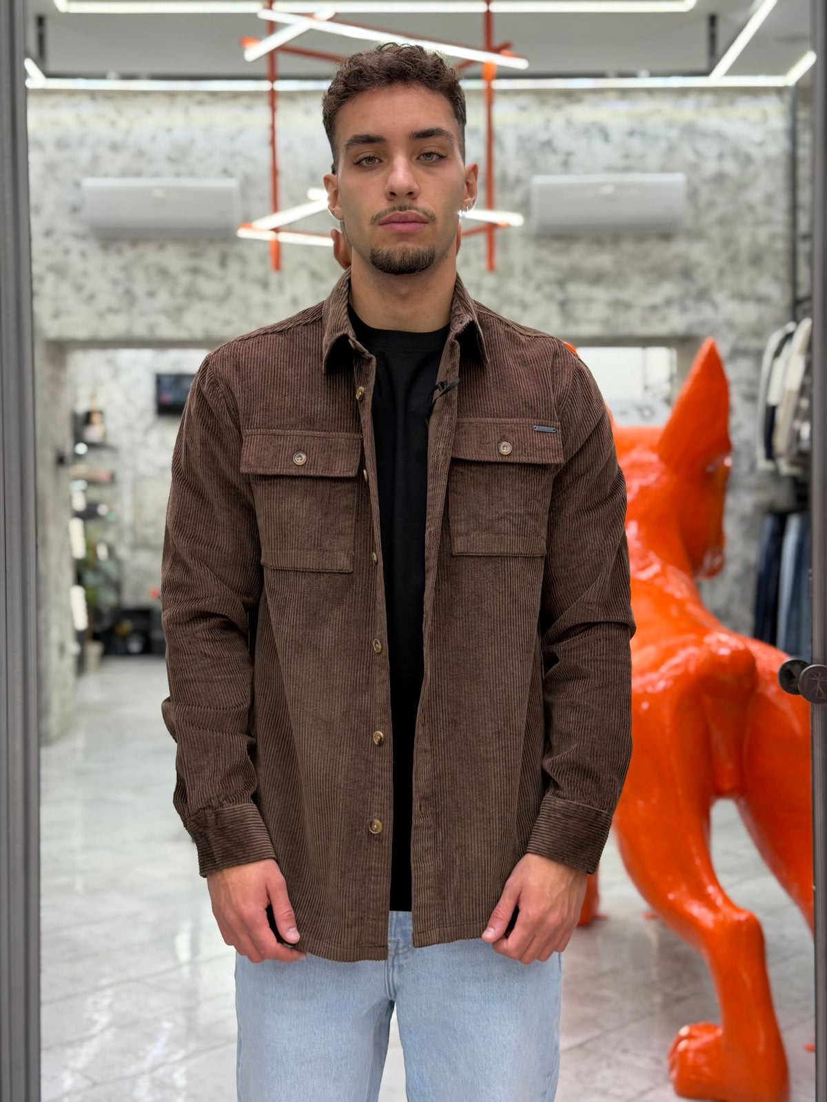 OVERSHIRT IN VELLUTO CON TASCHE A TOPPA - REGULAR FIT GL7844S.COF