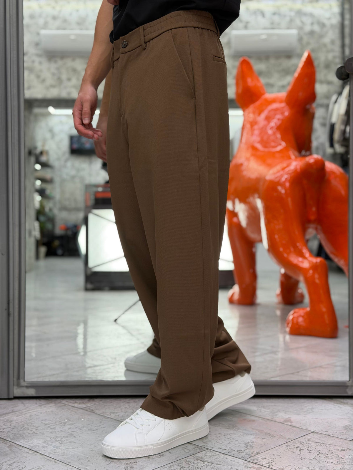 PANTALONE FONDO AMPIO TASCA AMERICA CON ELASTICO IN VITA - RELAXED FIT GL604PA.MAR