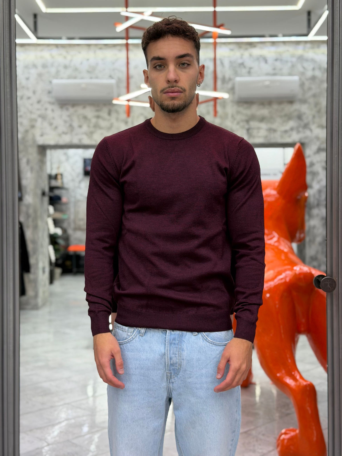 MAGLIA GIROCOLLO BASIC IN MORBIDA VISCOSA - REGULAR FIT MI3330SS.BOR
