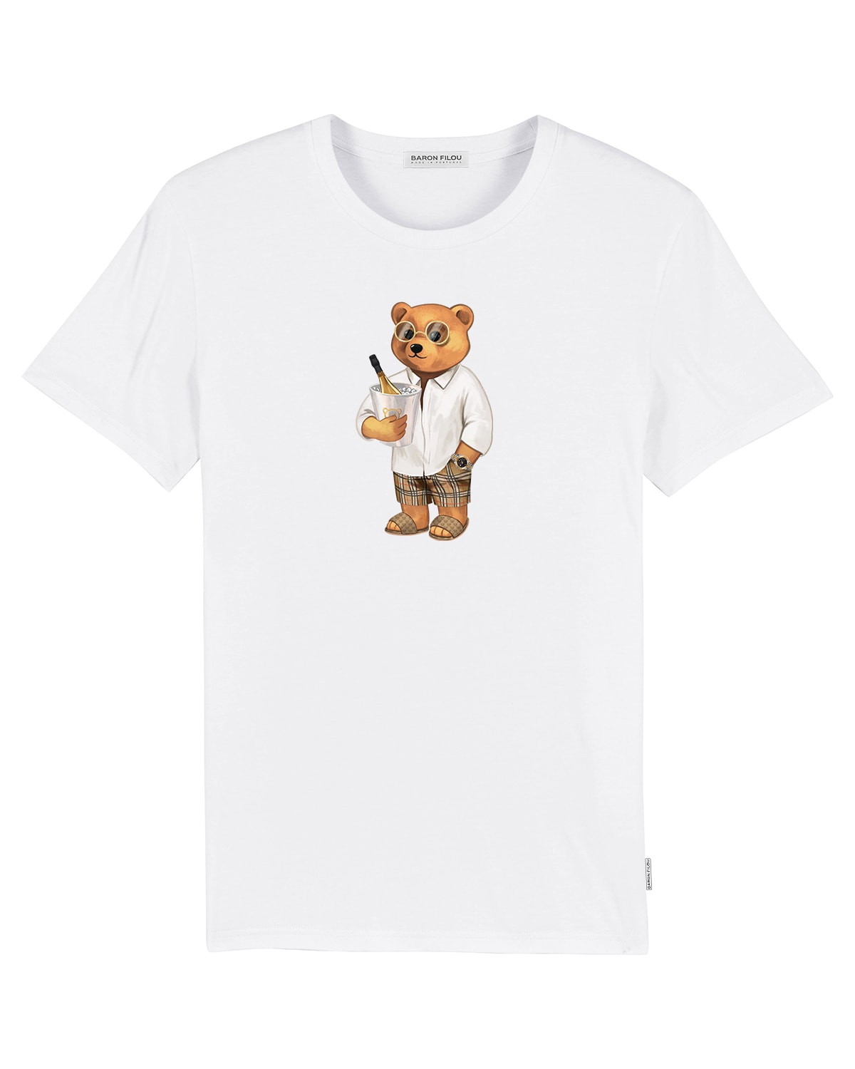 T-SHIRT UNISEX IN COTONE ORGANICO 180GR CON STAMPA TEDDY BURBERRY FRONTALE - REGULAR FIT