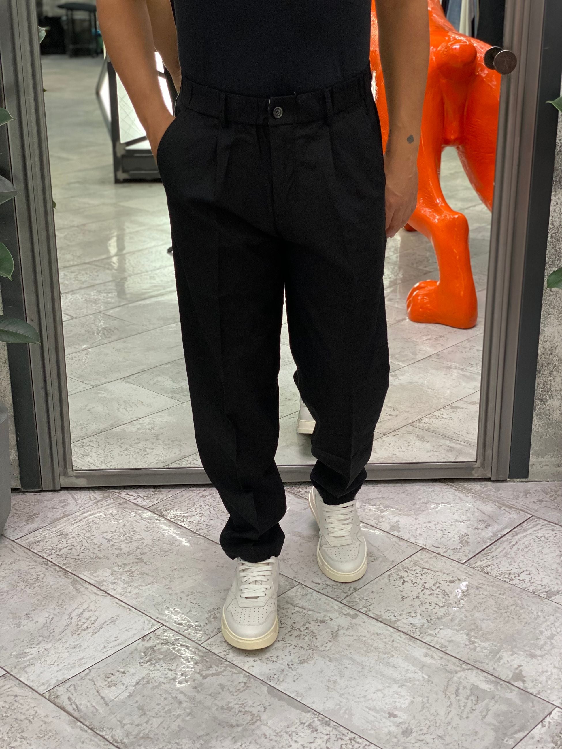 PANTALACCIO CON CHIUSURA BOTTONE E TASCA AMERICA - RELAXED FIT GL5203BD.NER