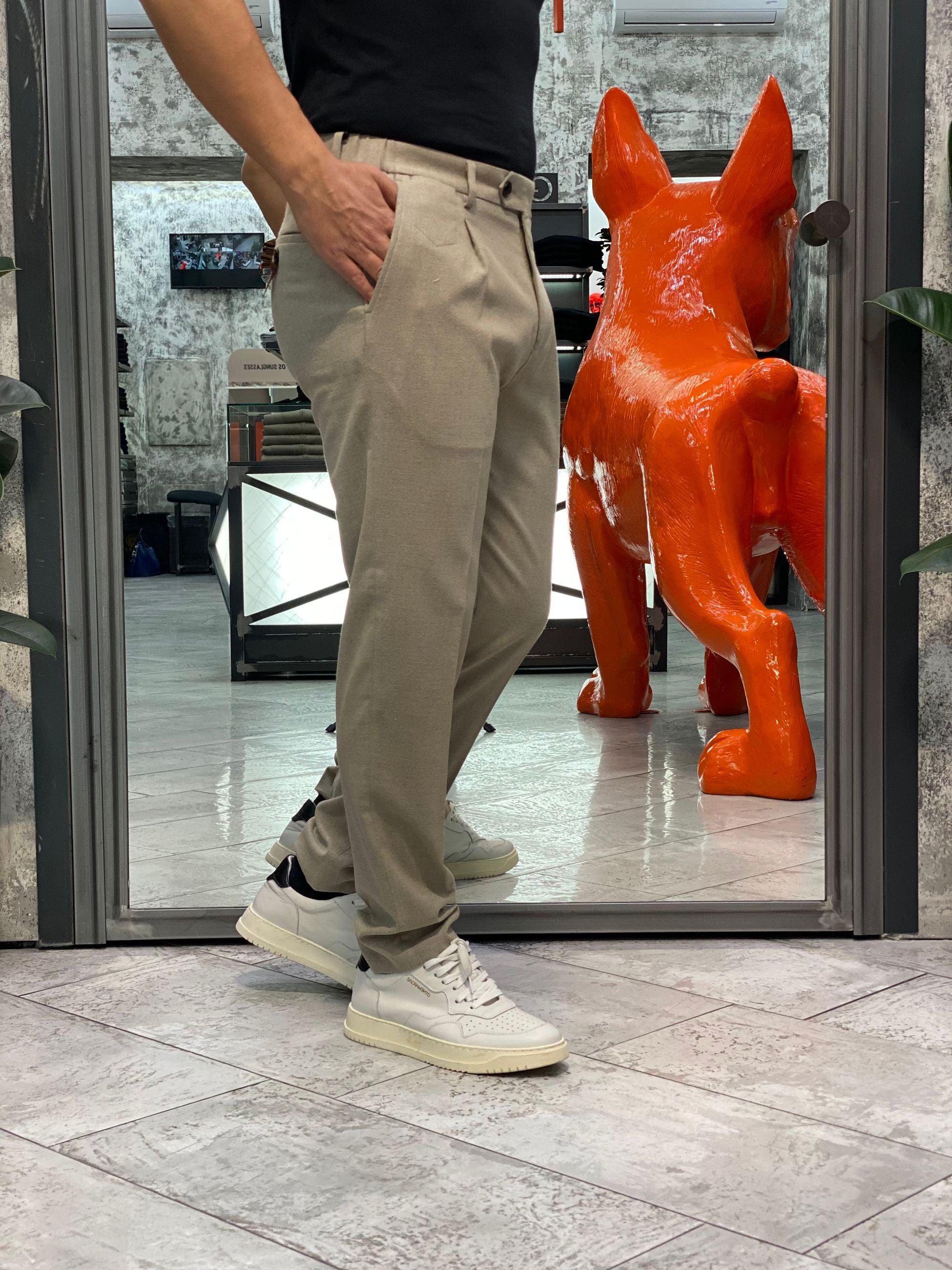 PANTALONE ELEGANTE CON TASCHE A FILO E COULISSE IN VITA - REGULAR FIT PSI1461SS.BEI