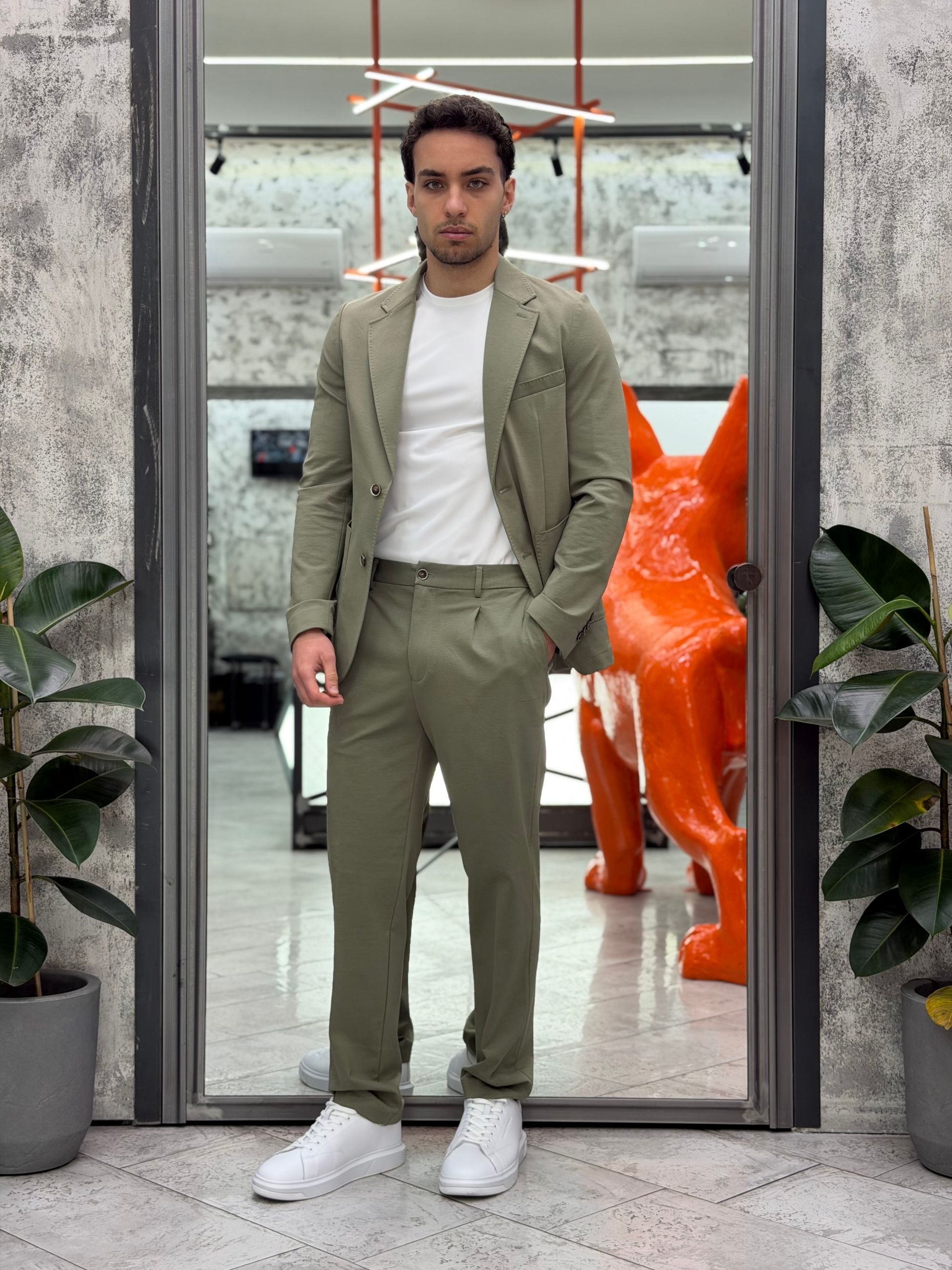 PANTALONE DA COMPLETO TASCA AMERICA CON COULISSE IN TESSUTO PUNTO MILANO ELASTICIZZATO - REGULAR FIT PSE1501SS.SAL