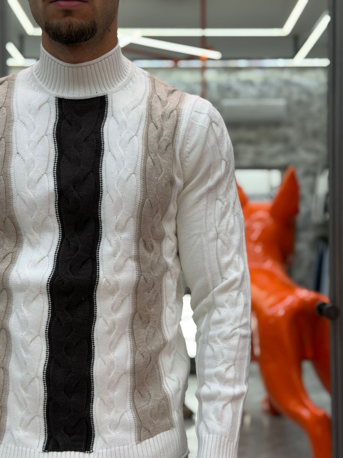 MAGLIA LUPETTO IN MORBIDA VISCOSA CON TRAMA TRECCE MULTICOLOR - REGULAR FIT MI3372SS.OFF