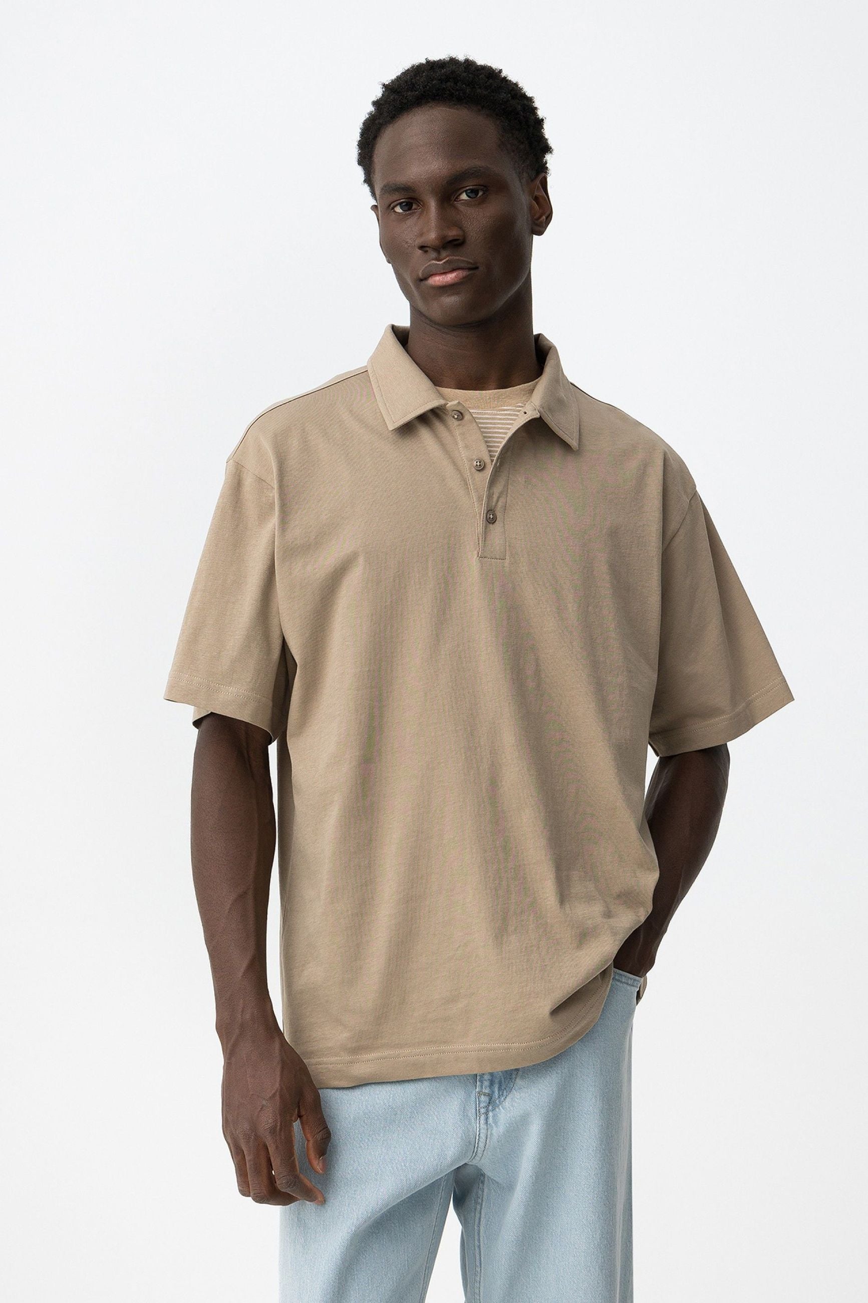 POLO NATHAN MANICA CORTA IN JERSEY DI COTONE - RELAXED FIT 10064584.BEI