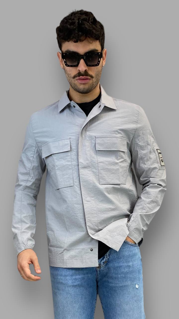 GIACCA CAMICIA DA COORDINATO IN TESSUTO TECNICO CON TASCONI - REGULAR FIT