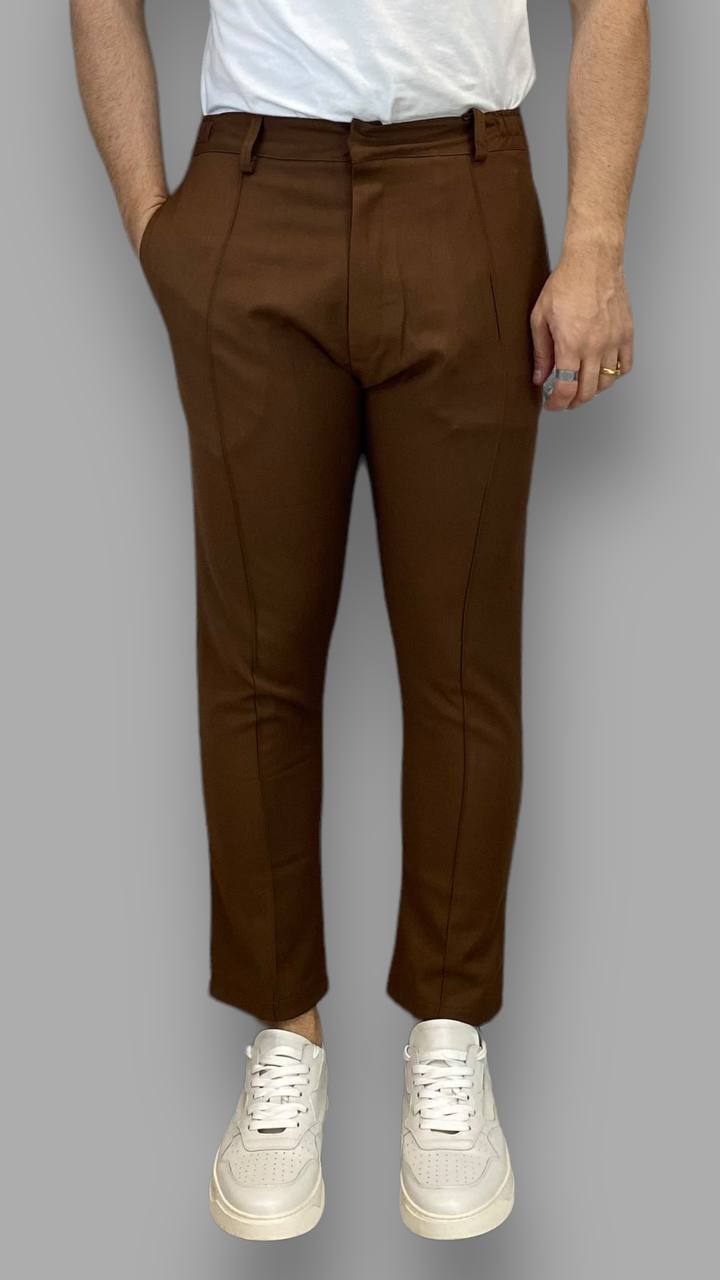 PANTALONI IN VISCOSA CON RIGA CENTRALE E COULISSE SUI FIANCHI - SLIM FIT