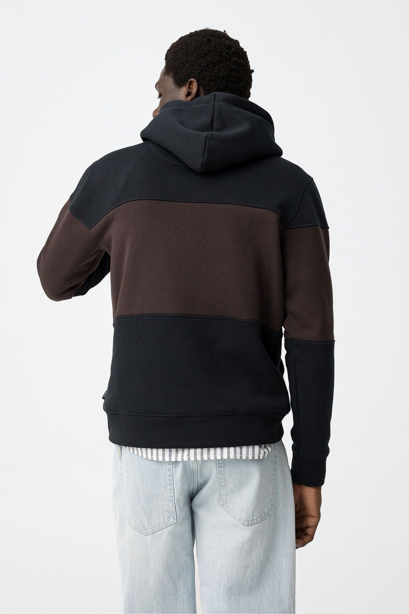 FELPA DASH CON CAPPUCCIO A RIGHE ORIZZONTALI CON LOGO TONO SU TONO - COMFORT FIT 10061824.BLU