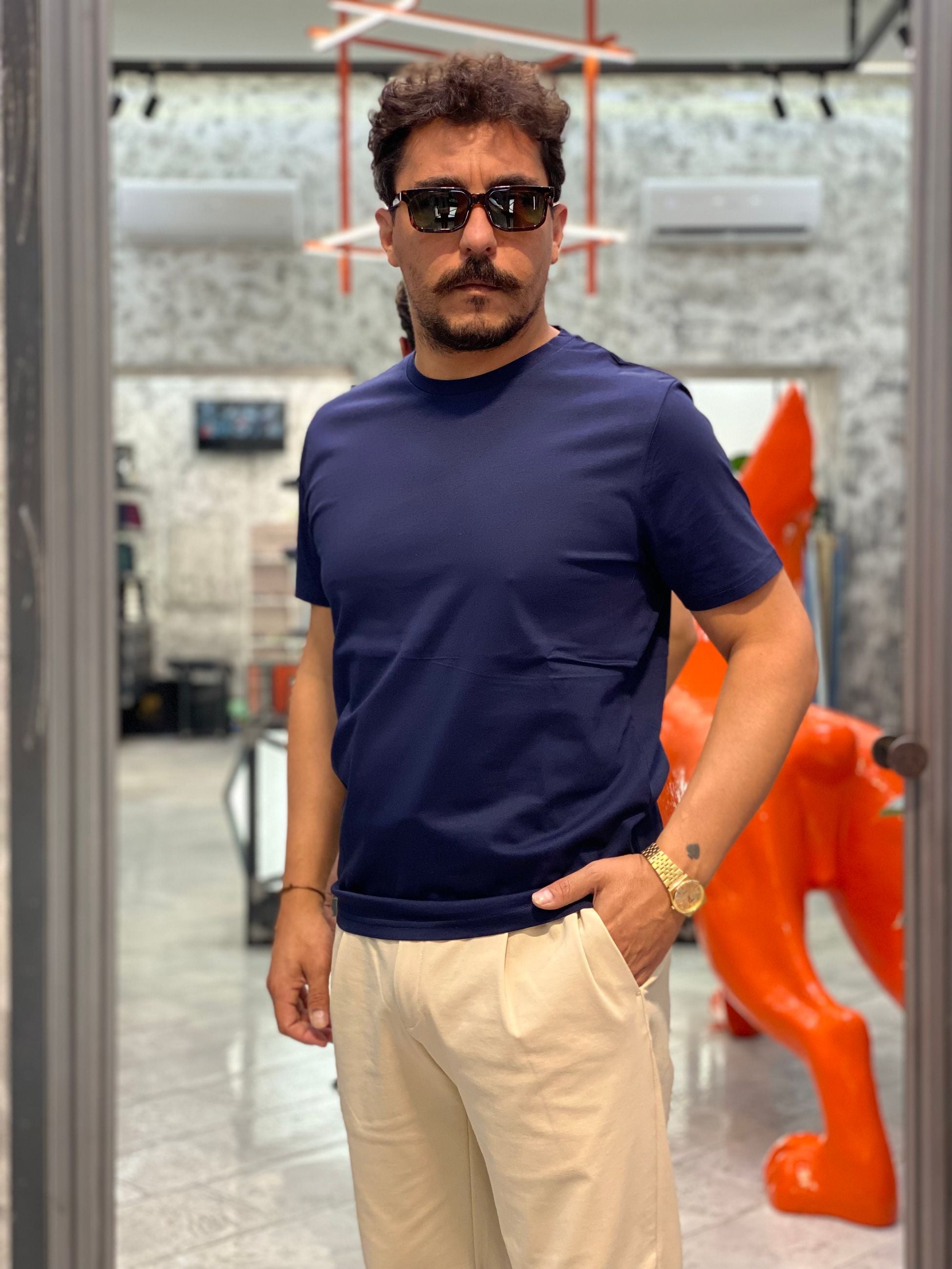 T-SHIRT IN PREGIATO ED ELEGANTE COTONE MERCERIZZATO - REGULAR FIT MK9910094.BLU