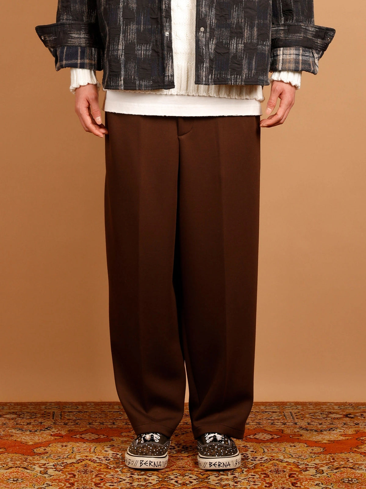 PANTALONE IN MODAL CON DOPPIA PINCES FRONTALE ED ELASTICO IN VITA - JAPAN FIT M-262058.MOR