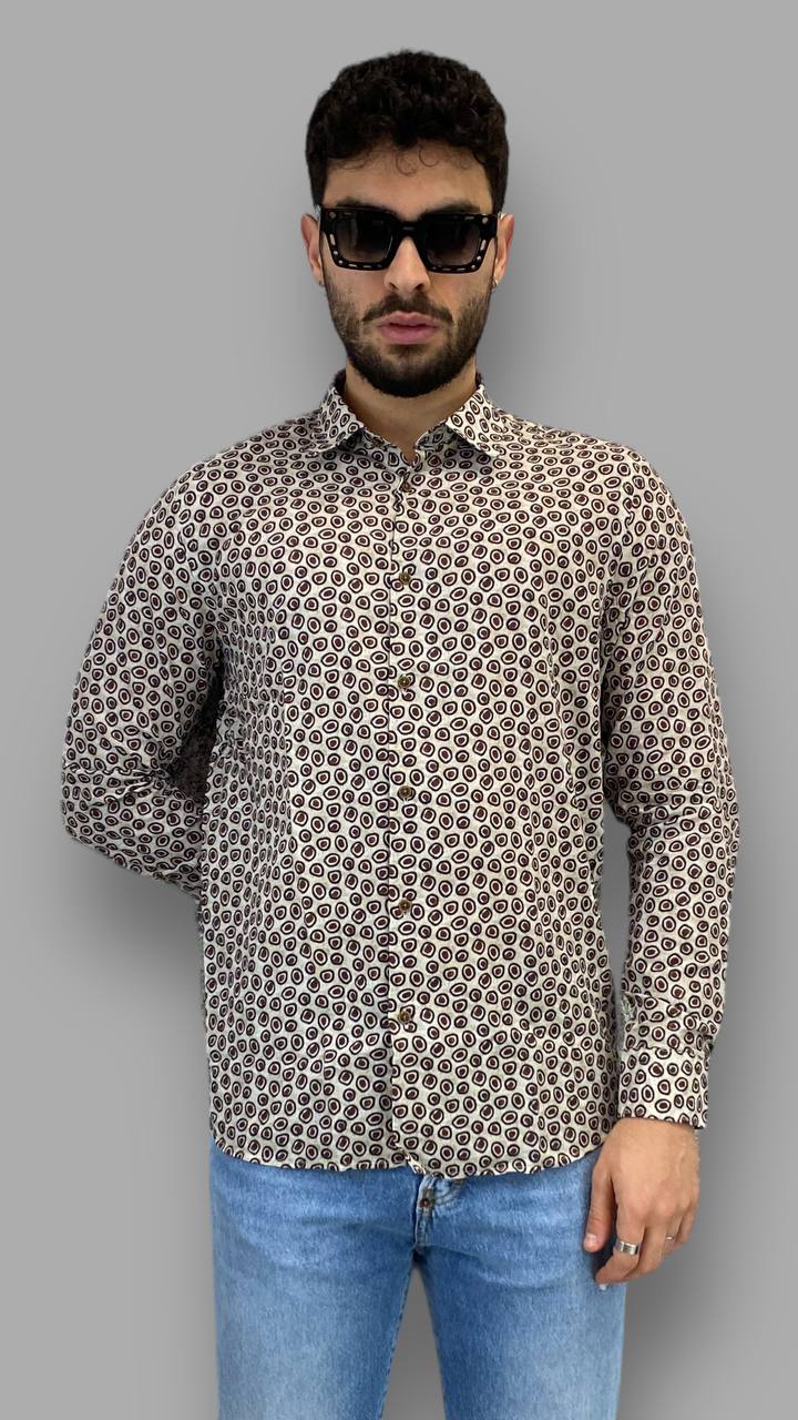 CAMICIA IN COTONE MICROFANTASIA - SLIM FIT