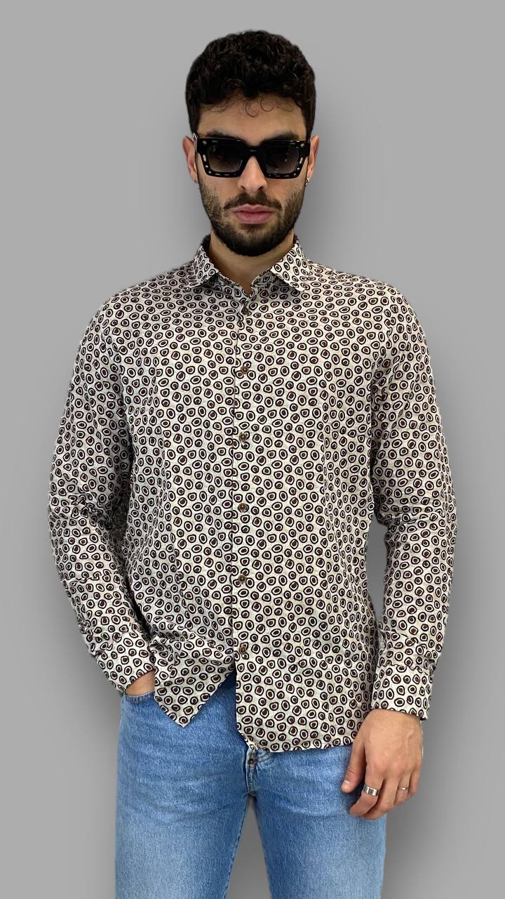 CAMICIA IN COTONE MICROFANTASIA - SLIM FIT