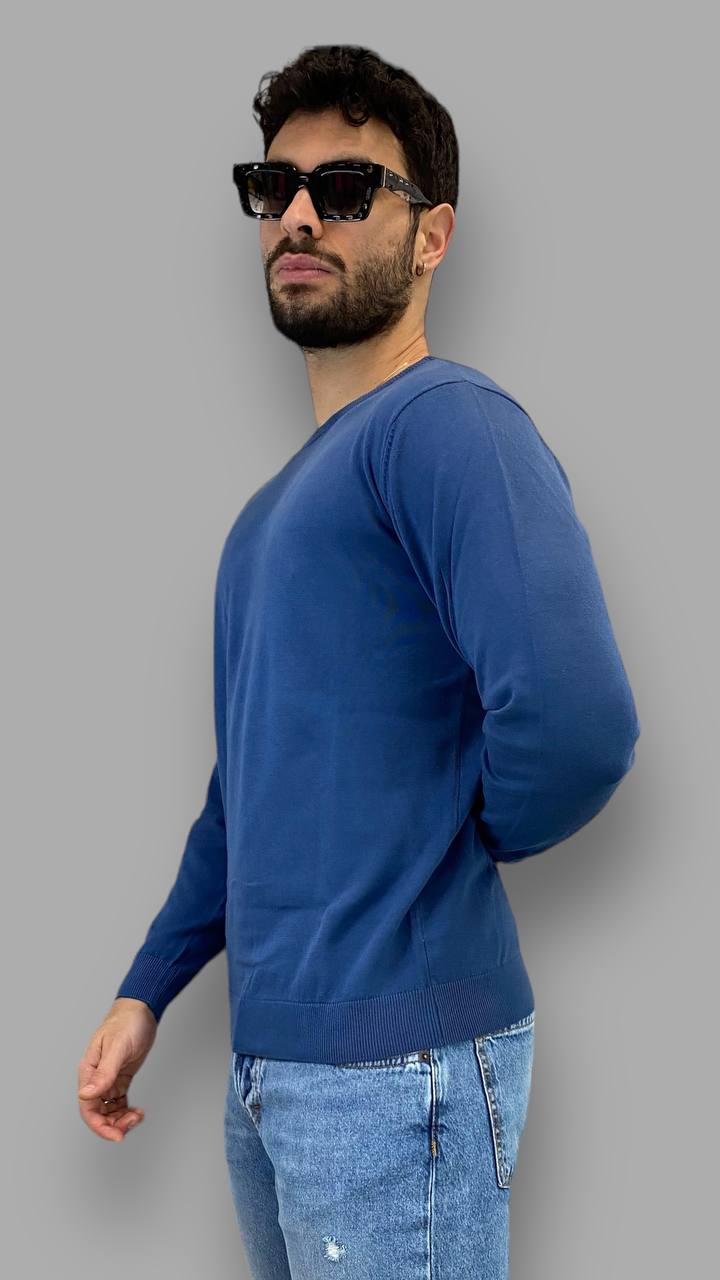 PULLOVER GIROCOLLO BASIC IN FILO