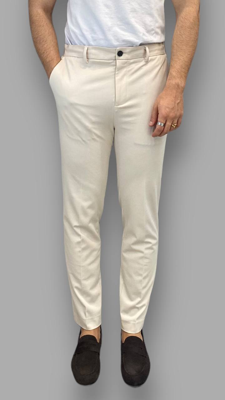 PANTALONE CON LACCIO INTERNO DA ABITO IN PUNTO MILANO ELASTICIZZATO - TASCA AMERICA - RELAXED FIT