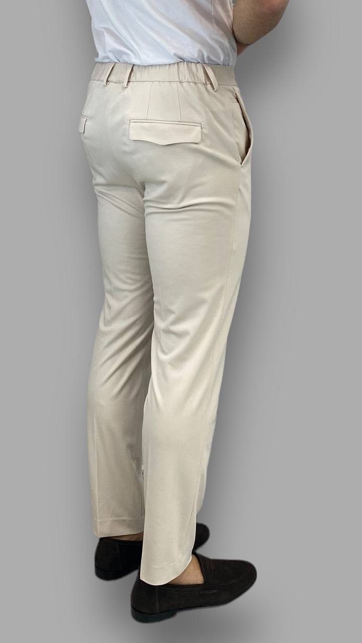 PANTALONE CON LACCIO INTERNO DA ABITO IN PUNTO MILANO ELASTICIZZATO - TASCA AMERICA - RELAXED FIT