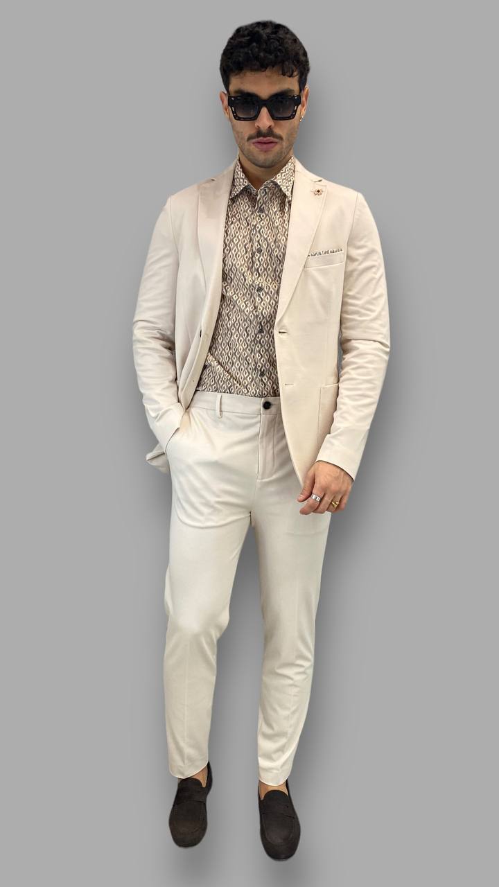 PANTALONE CON LACCIO INTERNO DA ABITO IN PUNTO MILANO ELASTICIZZATO - TASCA AMERICA - RELAXED FIT