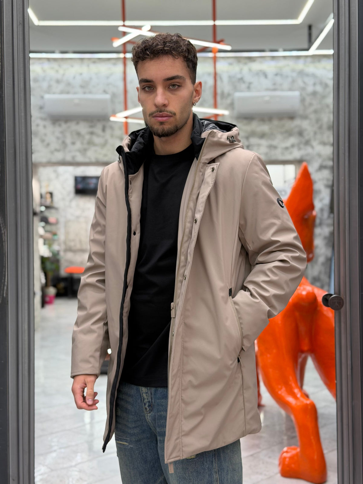 PARKA LUNGO CON CAPPUCCIO IN TESSUTO TECNICO WATERPROOF & WINDPROOF - REGULAR FIT MK24007-26.TOR