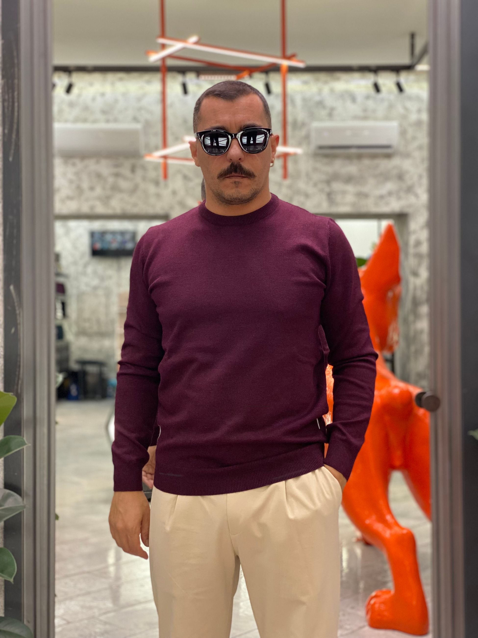 MAGLIA GIROCOLLO IN MORBIDA VISCOSA - REGULAR FIT MI3056SS.BOR