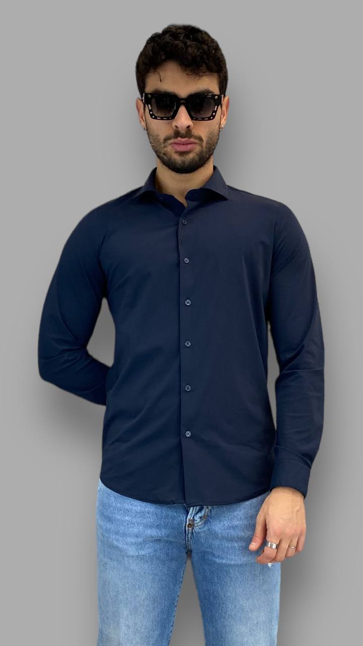 CAMICIA BASIC IN TESSUTO TECNICO NO STIRO - RELAXED FIT