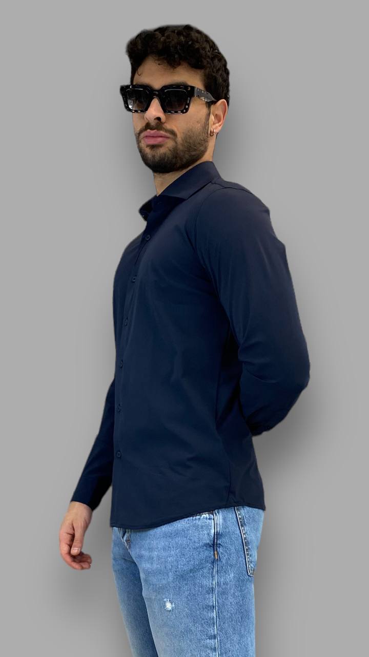 CAMICIA BASIC IN TESSUTO TECNICO NO STIRO - RELAXED FIT