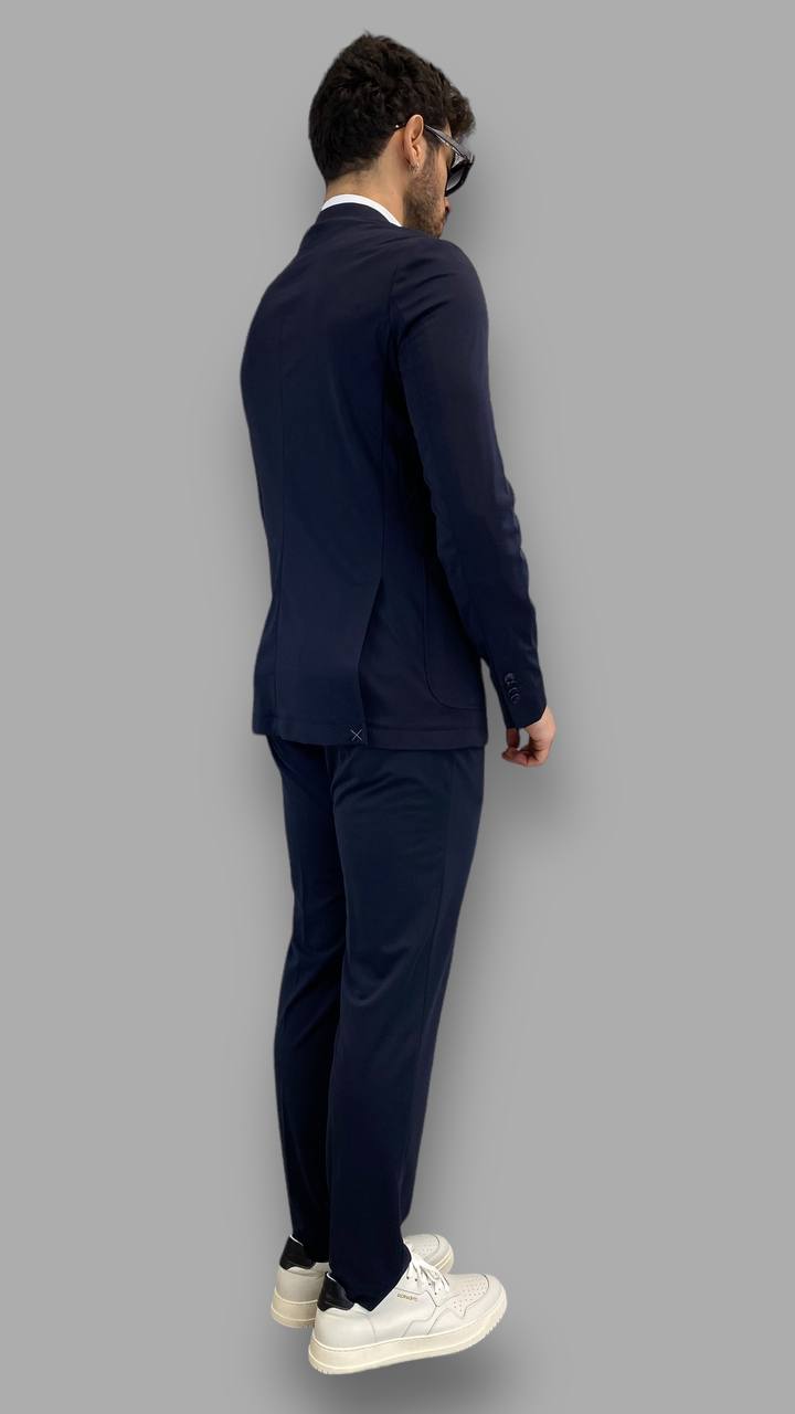 PANTALONE CON LACCIO INTERNO DA ABITO IN PUNTO MILANO ELASTICIZZATO - TASCA AMERICA - RELAXED FIT